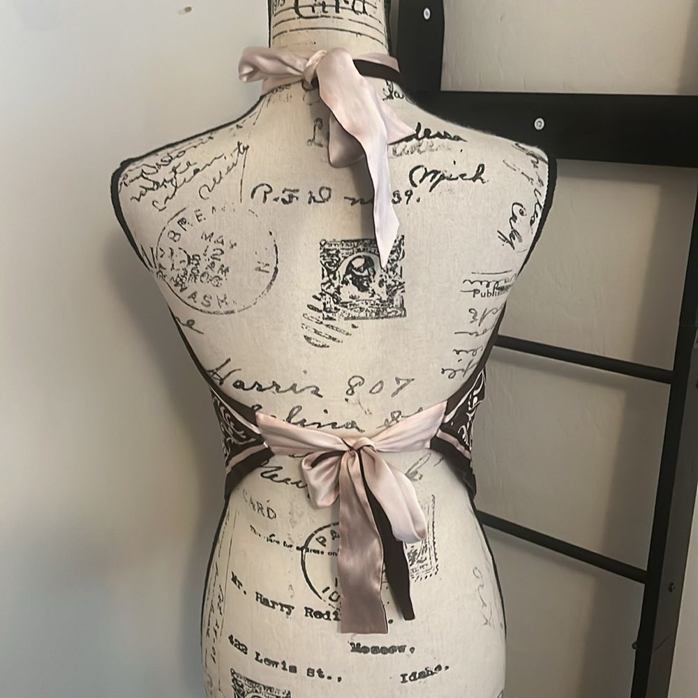 SOLD Vintage Y2K Bebe Silk Blend Multi Color Reversible Halter Handkerchief Top - Picture 11 of 11